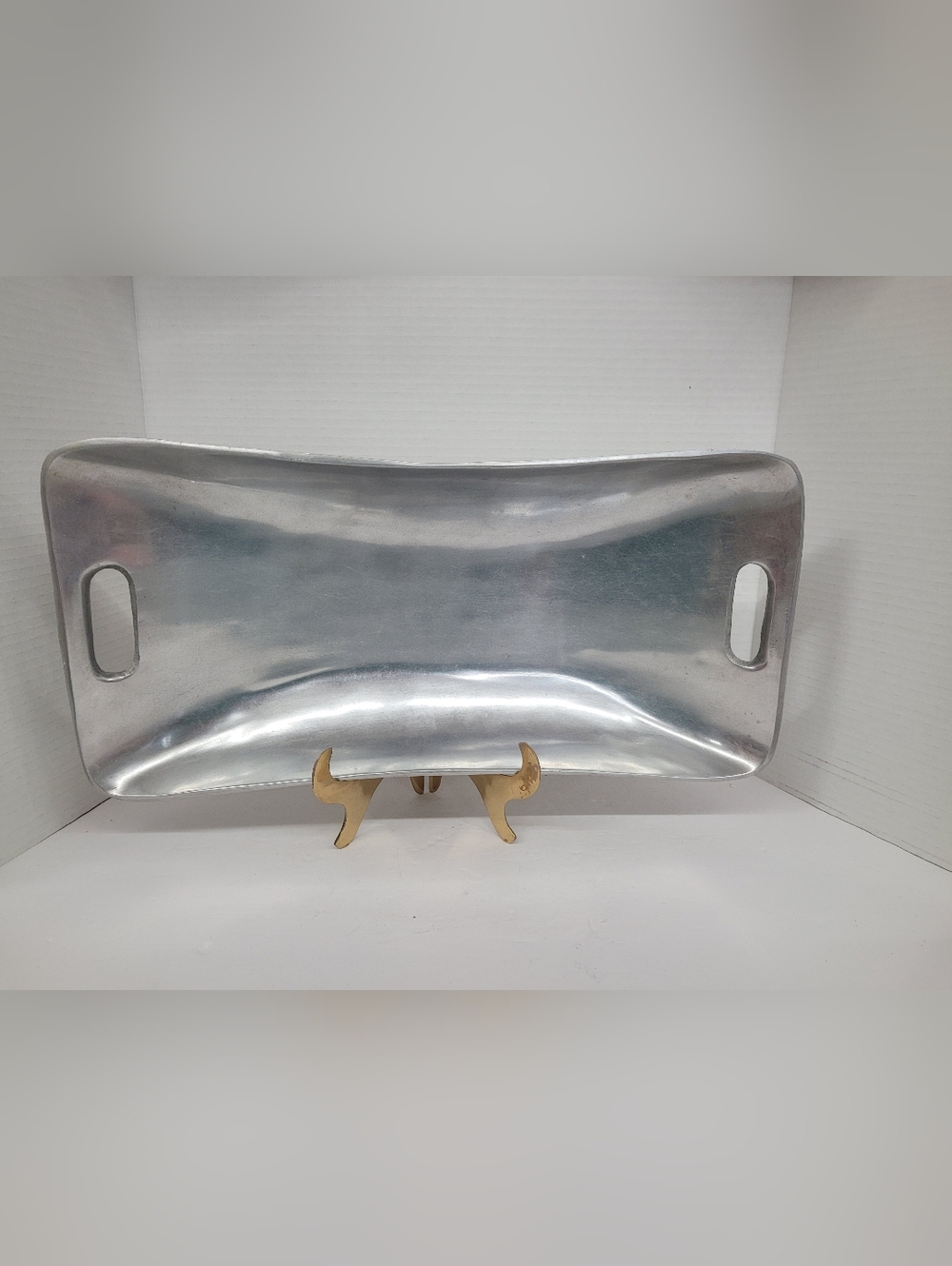 Pewter Handled Serving Tray Made In India. 18:×8"×2.5"